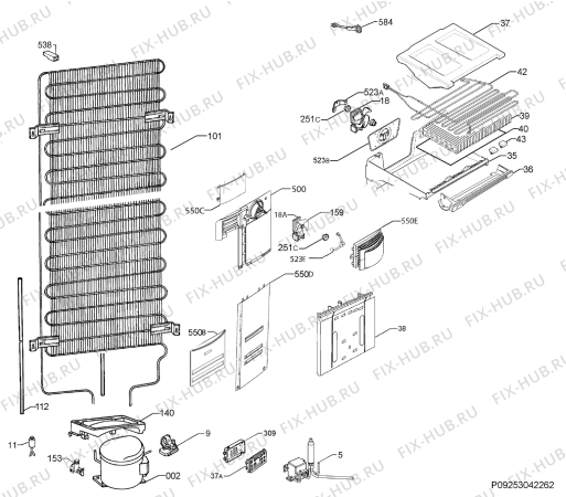 Взрыв-схема холодильника Electrolux ENA34933X - Схема узла Cooling system 017